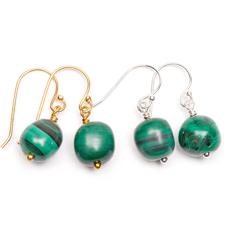 Malachite earring Silver or gold plating