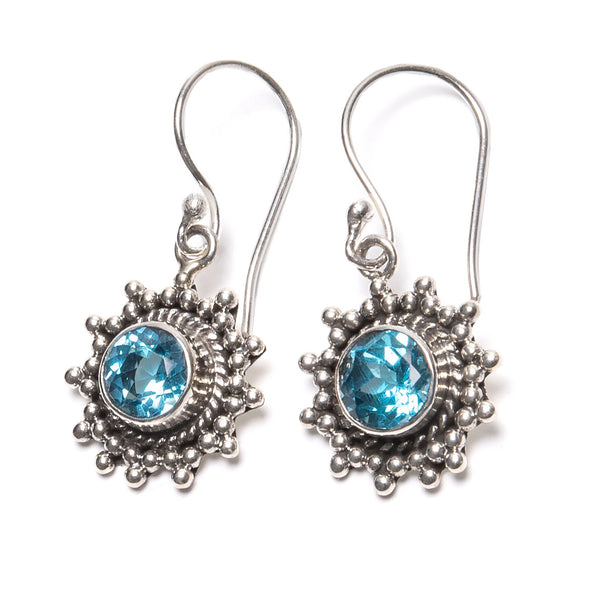 Blue topaz earrings faceted filigree