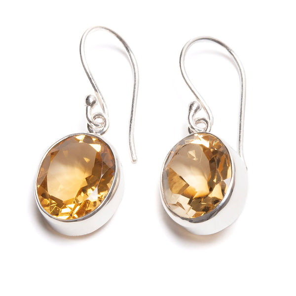 Citrine faceted oval on hook