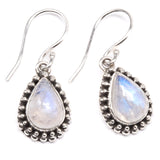 Rainbow moonstone, drop filigree earring