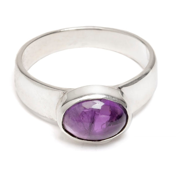 Amethyst, ring with silver