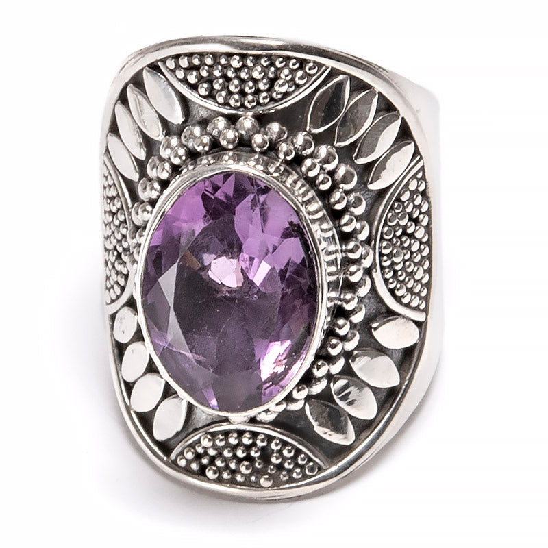 Amethyst faceted in beautiful filigree silver