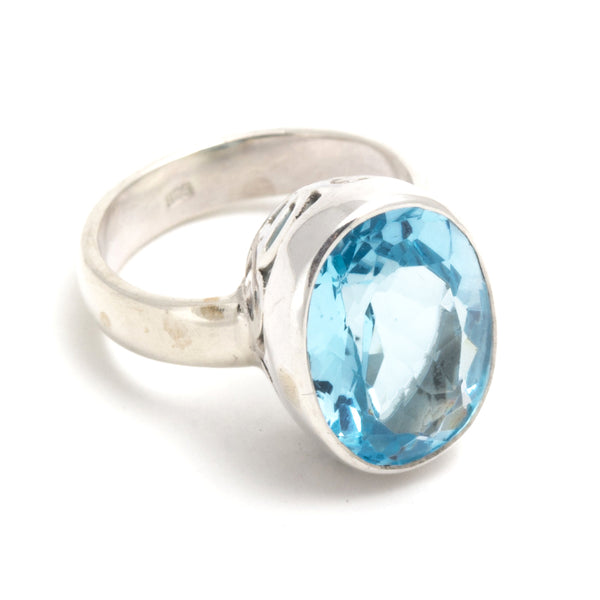 Blue topaz, large stone with beautiful silver ring