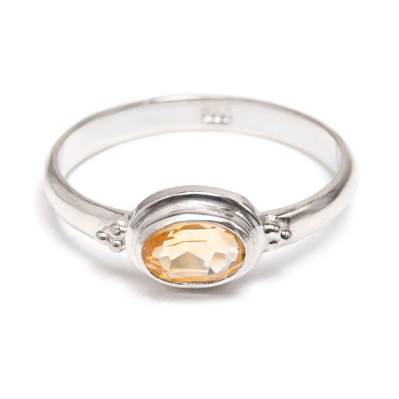 Citrine small oval silver ring