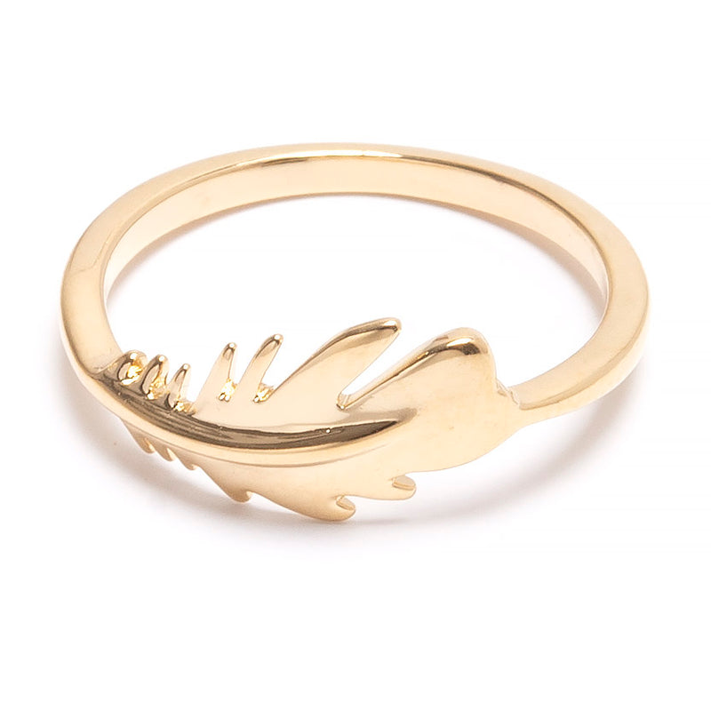 Feather - small ring gold