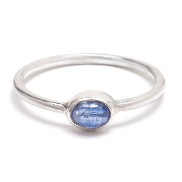 Kyanite, small oval, silver ring