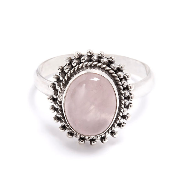 Rose quartz, ring oval stone