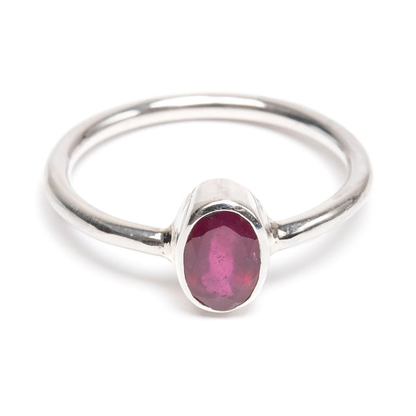 Rubin silverring slät design