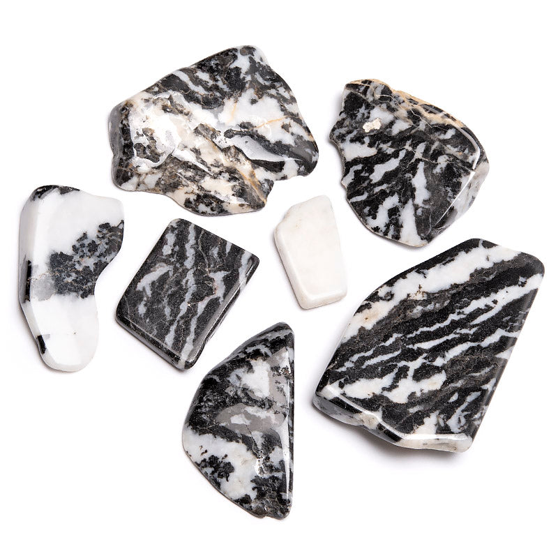 Zebra stone, cut crystal plate free form