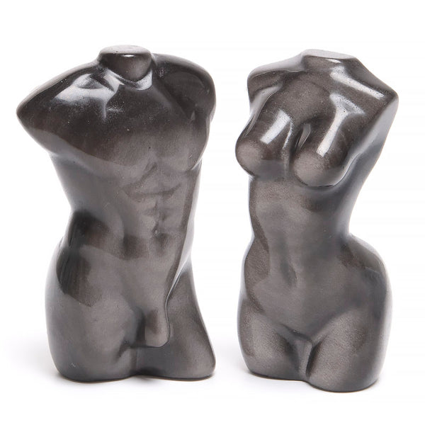 Obsidian silver, polished statues torso