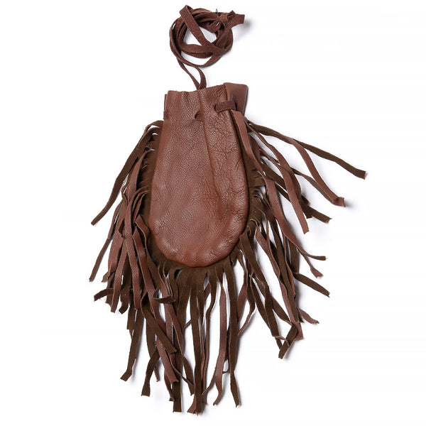 Deerskin bag, brown with large fringe