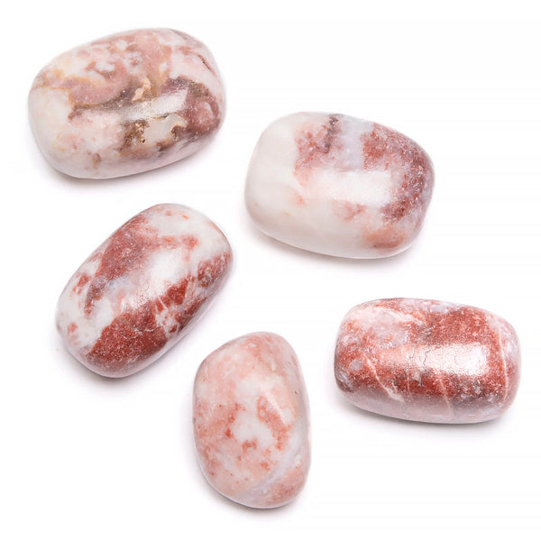 Strawberry calcite tumbled from Peru gross
