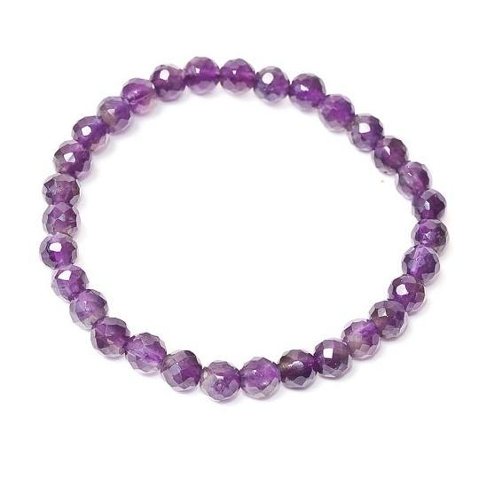Amethyst, round faceted 6 mm