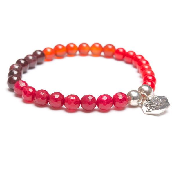 Passion intention bracelet with silver beads