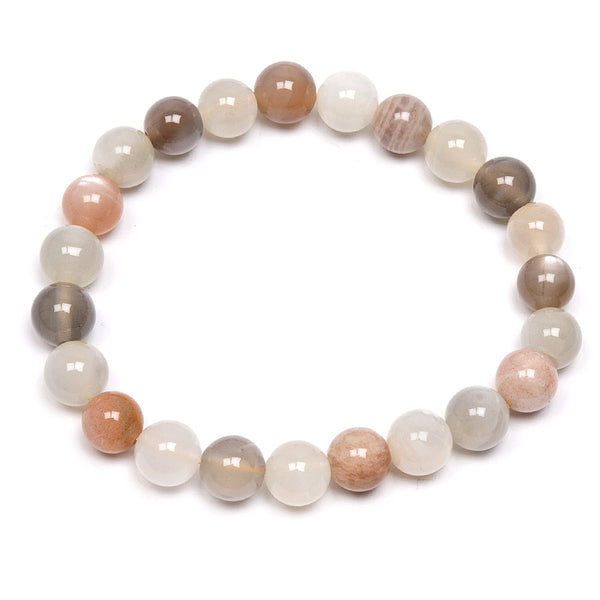 Moonstone, bracelet with round beads