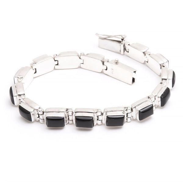 Onyx silverarmband