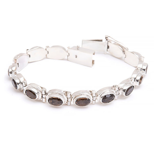Smoky quartz silver bracelet