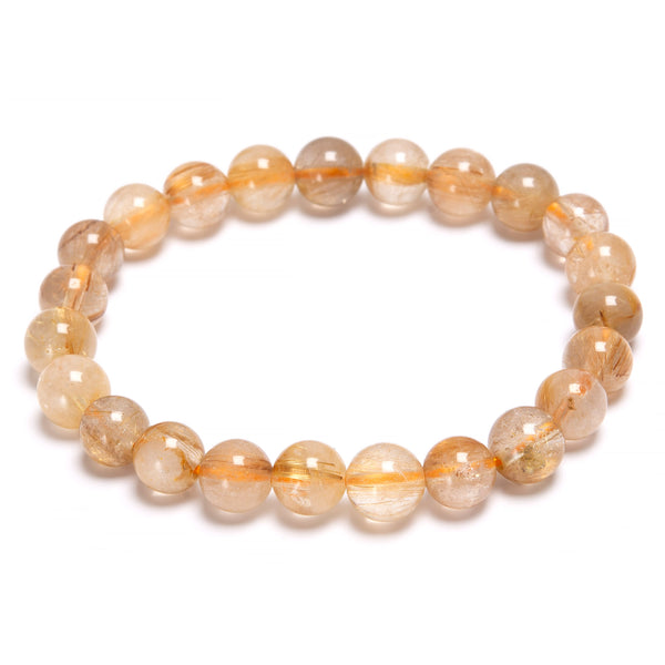Rutile quartz, bracelet with round beads