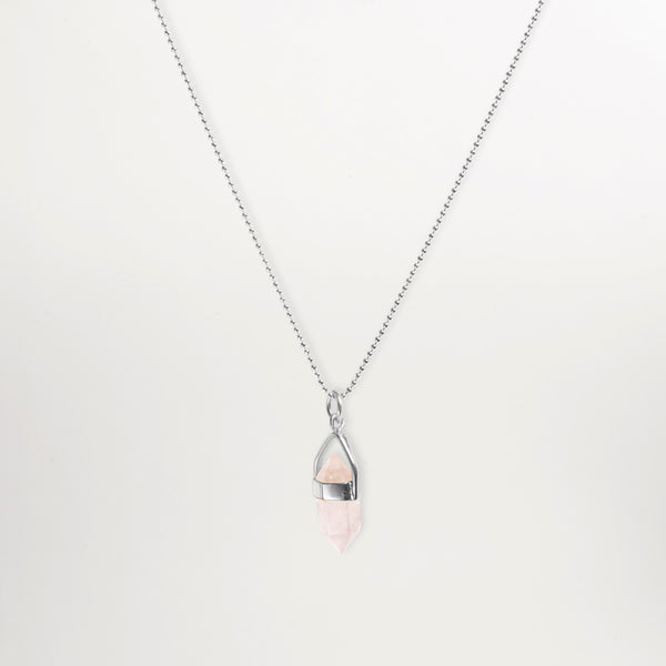 Cornelia Webb, rose quartz necklace in sterling silver