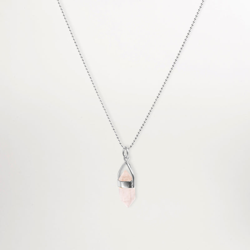 Cornelia Webb, rose quartz necklace in sterling silver