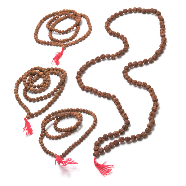 Rudraksha Mala, halsband med 108 heliga rudrakshapärlor