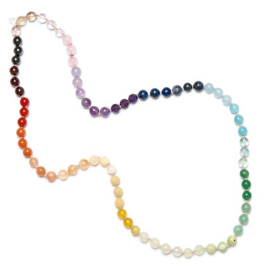 The rainbow necklace 60 cm with knots or without knots between the beads