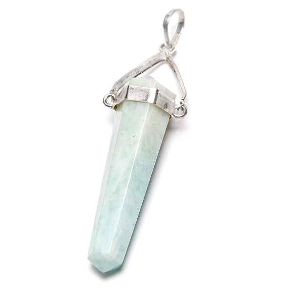 Amazonite, lace pendant in silver-plated setting
