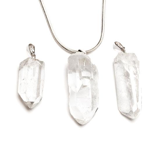 Rock crystal tip, pendant with drilled mount
