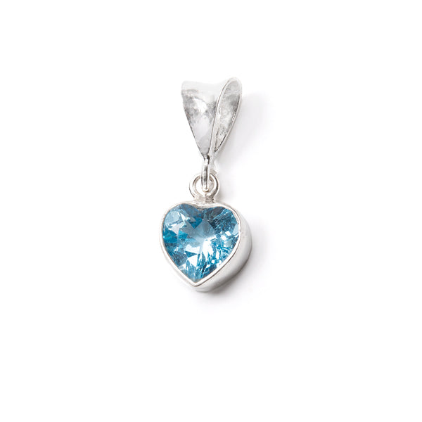 Blue topaz, pendant with faceted heart