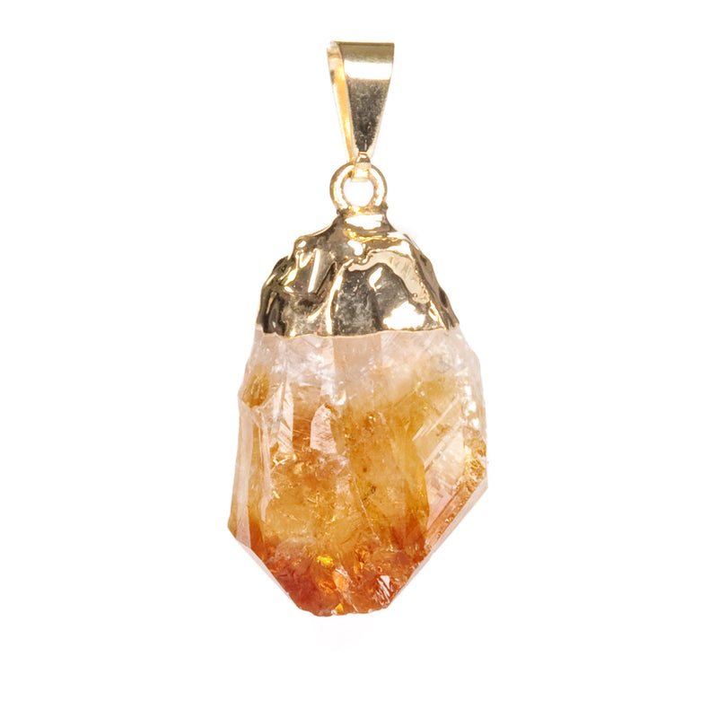 Citrine, raw lace silver pendant or gold