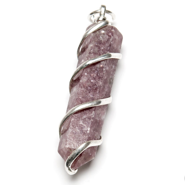 Lepidolite, pendant in silver-plated small spiral