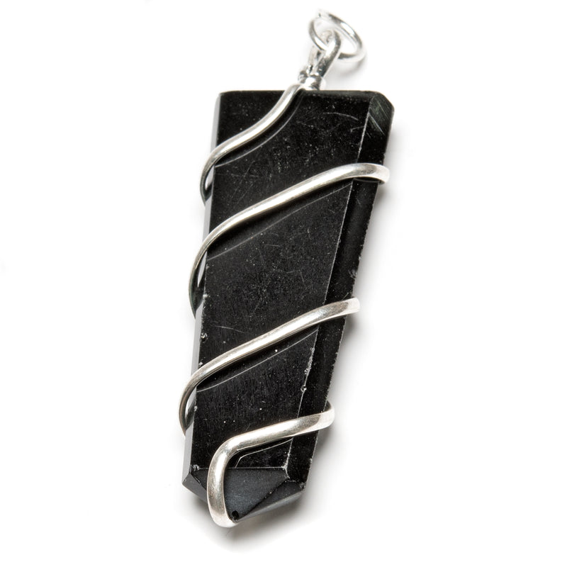 Obsidian, tip in large silver plated spiral