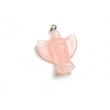 Rose quartz, angel pendant with silver mount