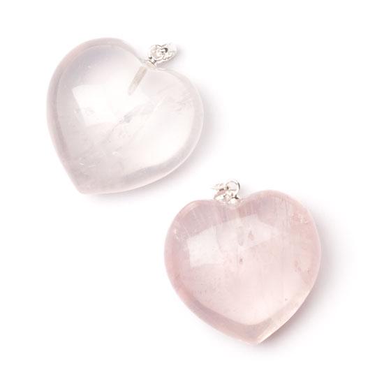 Rose quartz, heart-shaped pendant