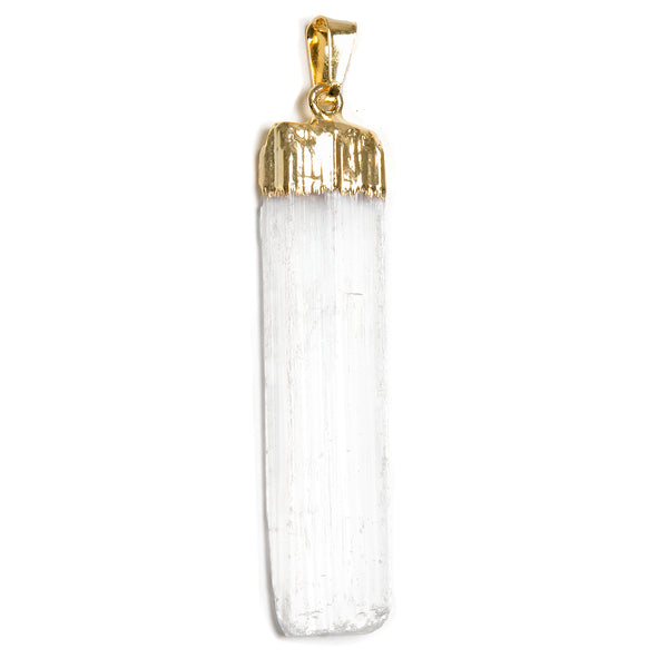 Selenite, rod raw natural gold plated