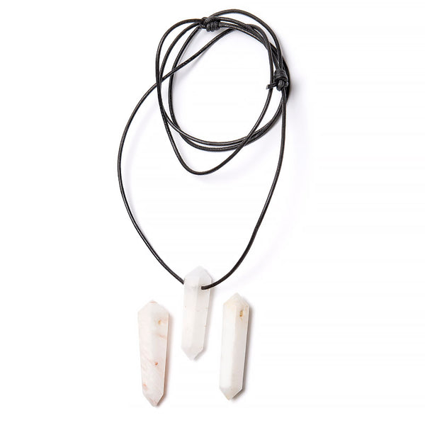 Scolecite, lace pendant with hole for strap