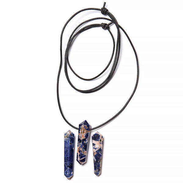 Sodalite, lace pendant with hole for strap