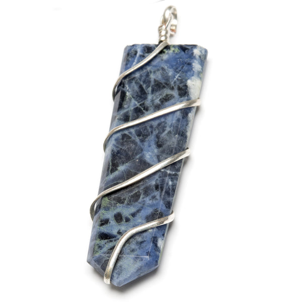 Sodalite, lace pendant in a large spiral