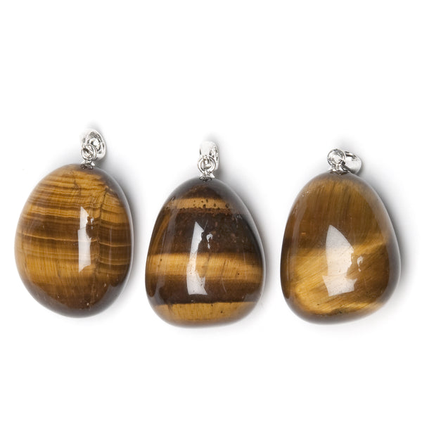 Tiger's eye, small tumbled pendant with silver mount