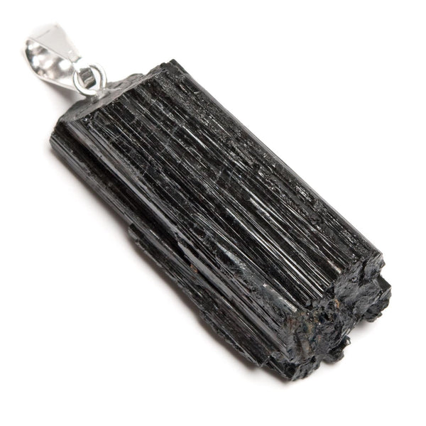 Black tourmaline, pendant with drilled mount