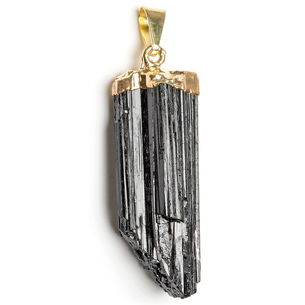 Tourmaline black, gold-plated pendant