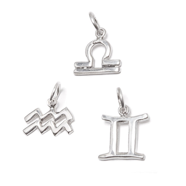 Gemini, Aquarius &amp; Libra, zodiac signs in silver