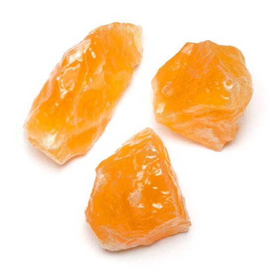 Kalcit orange, rå mineral