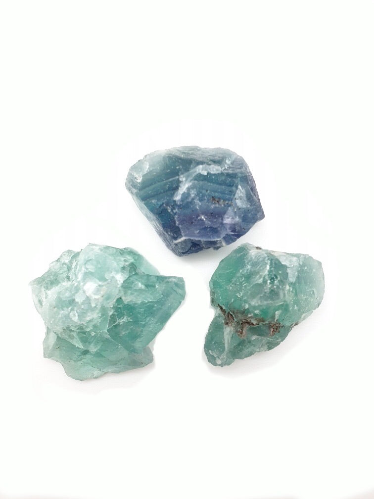 Fluorit, råa grön/blåa kristaller