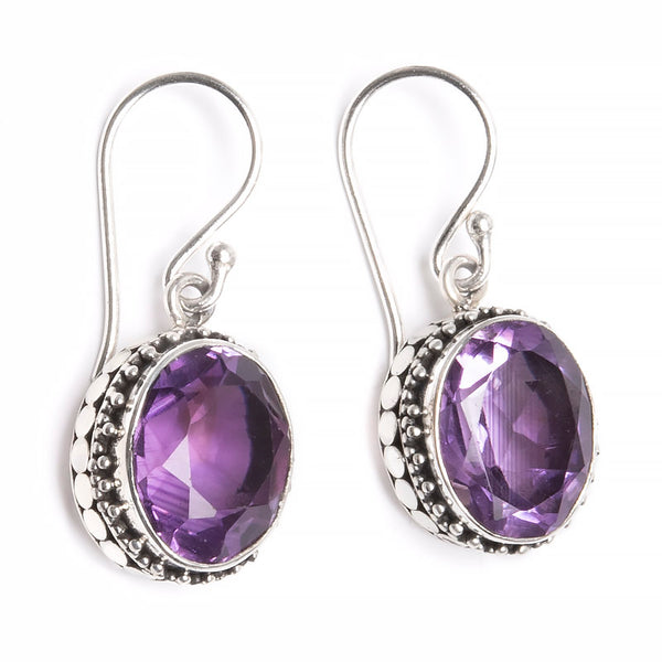 Amethyst, earrings with filigree