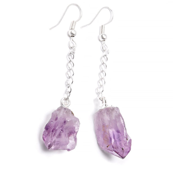 Amethyst, lace earring with chain