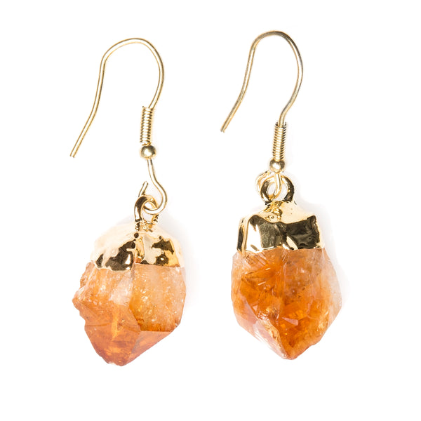 Citrine tip earring in gold or silver colored mount