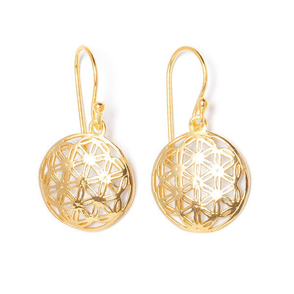Flower of Life, earring in gold-plated brass