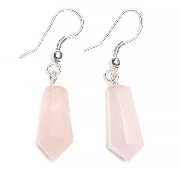 Rose quartz, lace earrings