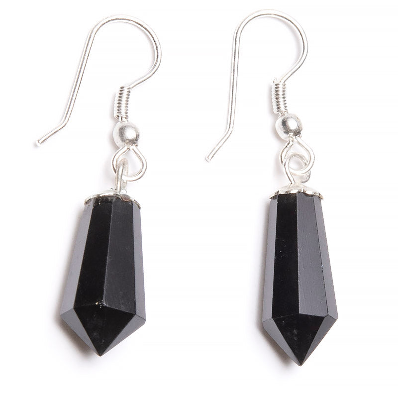 Black tourmaline, lace earrings